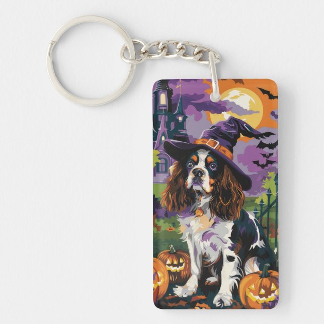 Skrämmande Springer Spaniel Halloween Häxa Pumpa  (Framsidan)