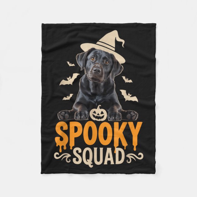 Skrämmande Squad Halloween Svart Labrador Dräkt Fö Fleecefilt (Framsidan)