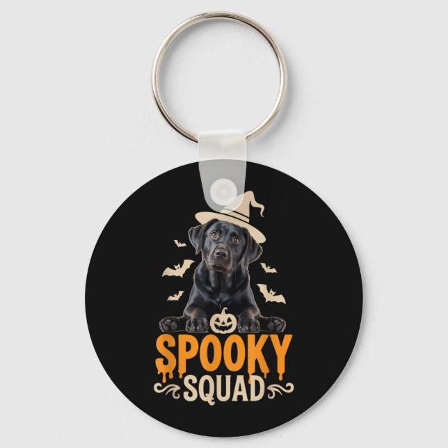 Skrämmande Squad Halloween Svart Labrador Dräkt Fö Nyckelring (Framsida)