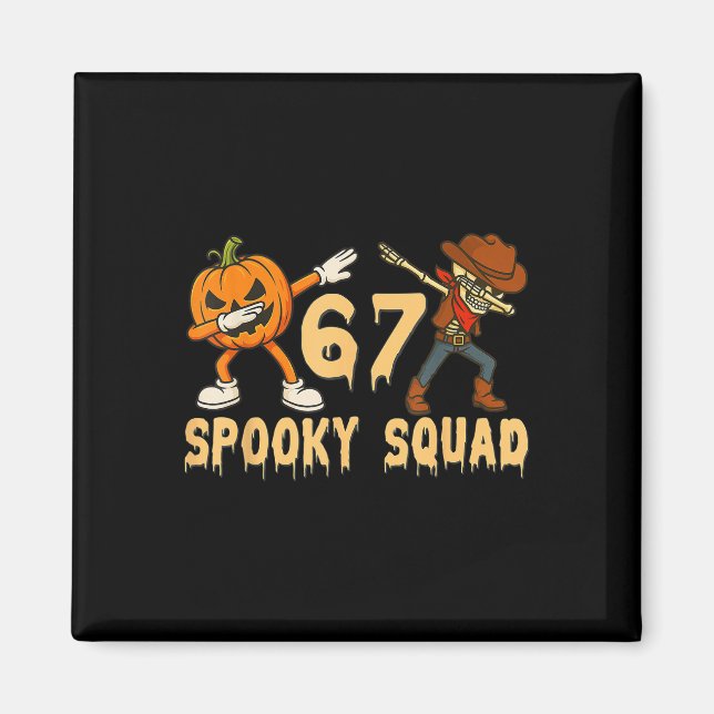 Skrämmande Squad Pumpa 67 Halloween Meme 6 7 Numme Magnet (Framsidan)
