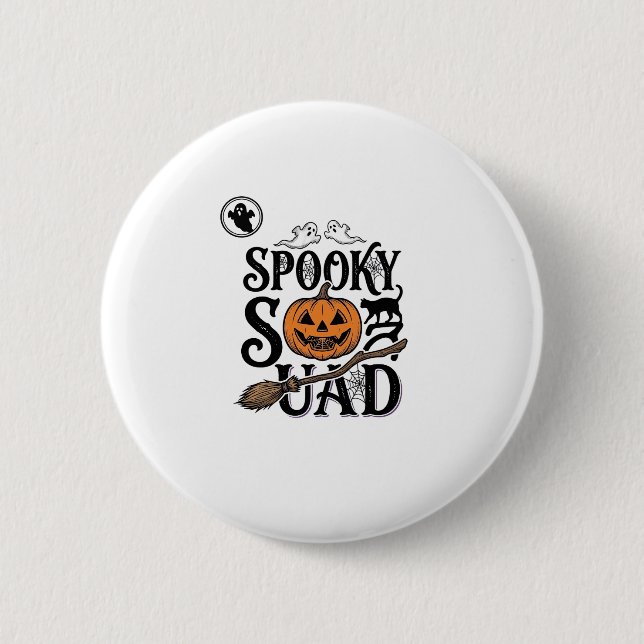 Skrämmande Squad Tröja Vintage Halloween Grupp Des Knapp (Framsida)