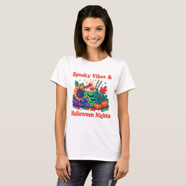 Skrämmande stämning Halloween-natt Rollig T-shirt (Hel framsida)