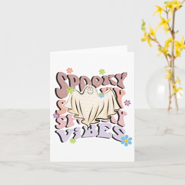 Skrämmande stämning Retro Halloween Kort (Gul blomma)