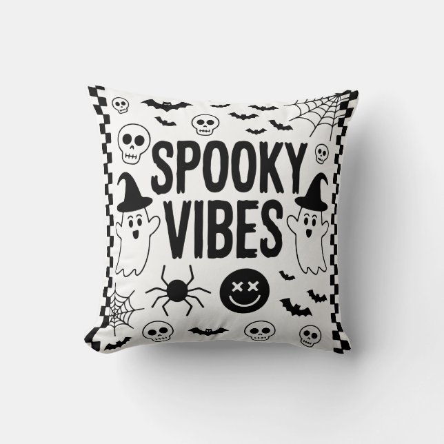 Skrämmande stämning Retro Halloween Kudde (Framsida)