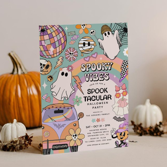 Skrämmande stämning Retro kul Halloween-fest Inbjudningar (Skapare uppladdad)