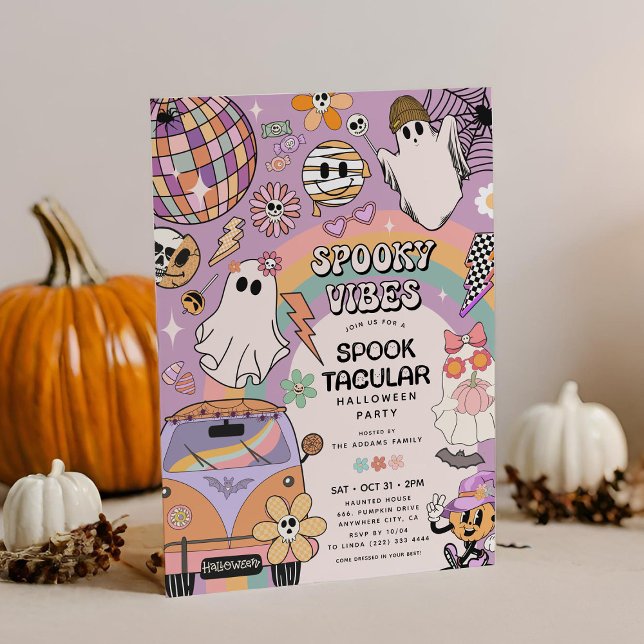 Skrämmande stämning Retro kul Halloween-fest Inbjudningar (Skapare uppladdad)