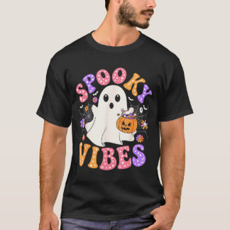 Skrämmande stämning söt spök jack o lykta retro t shirt