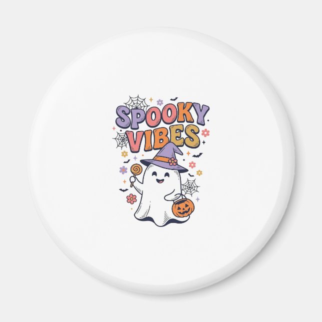 Skrämmande stämning Söt spöke Vintage Halloween-de Magnet (Framsidan)