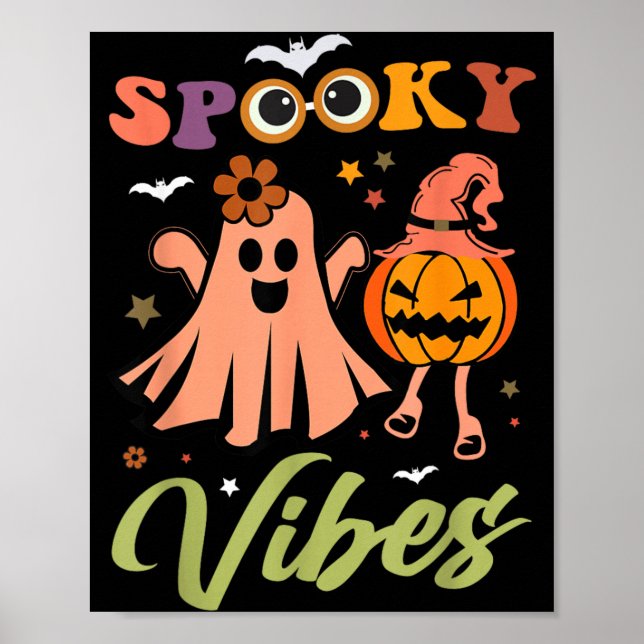 Skrämmande stämning spöke och pumpa Halloween roli Poster (Framsidan)