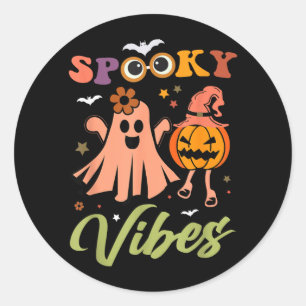 Skrämmande stämning spöke och pumpa Halloween roli Runt Klistermärke