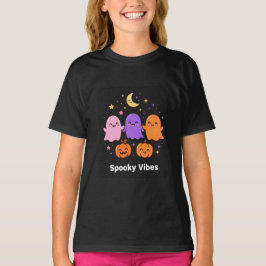 Skrämmande stämning Spöken Pumpa Måne Stjärnor Söt T Shirt