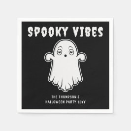 Skrämmande stämning spökhalloween svart och vitt pappersservett