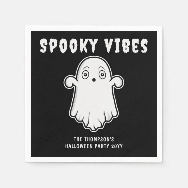 Skrämmande stämning spökhalloween svart och vitt pappersservett (Framsidan)