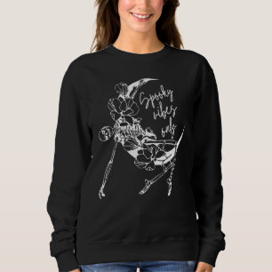 Skrämmande stämningar endast skelett blomster måne t shirt