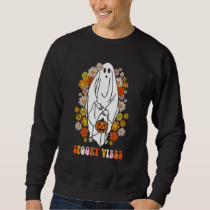 Skrämmande stämningar Groovy Hippie Spöke Hallowee Lång Ärmad Tröja