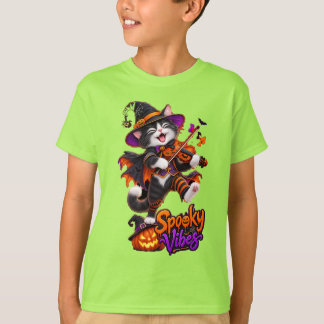 Skrämmande stämningar Häxa Katt som spelar fiol T Shirt