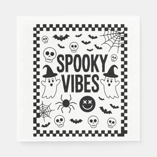 Skrämmande stämningar Retro Halloween Pappersservett (Framsidan)