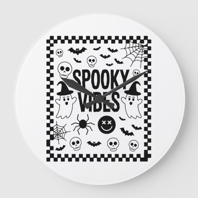 Skrämmande stämningar Retro Halloween Stor Klocka (Framsida)