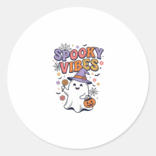 Skrämmande stämningar Söt spöke Vintage Halloween- Runt Klistermärke