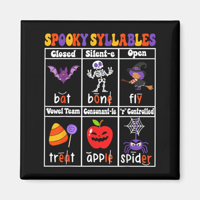 Skrämmande stavelses lärare rolig Halloween Magnet (Framsidan)