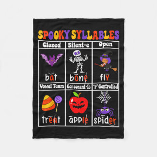 Skrämmande stavelses lärare rolig Halloween utbild Fleecefilt