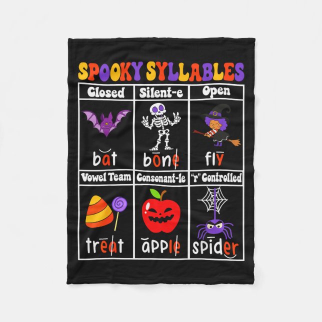 Skrämmande stavelses lärare rolig Halloween utbild Fleecefilt (Framsidan)
