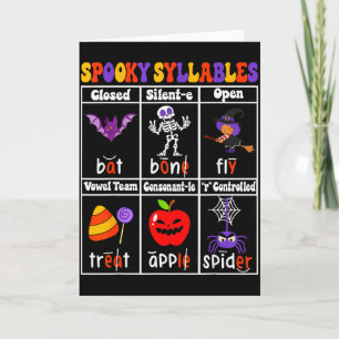Skrämmande stavelses lärare rolig Halloween utbild Kort