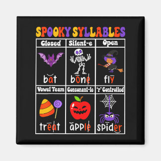 Skrämmande stavelses lärare rolig Halloween utbild Magnet