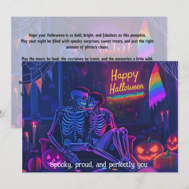 🌈🎃Skrämmande, stolt och perfekt du HBTQ-kort Inbjudningar (Fram/baksida)