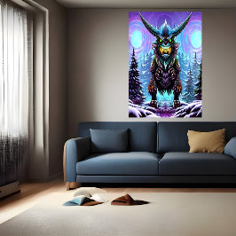 Skrämmande stor fantasi-beast | AI Art Poster