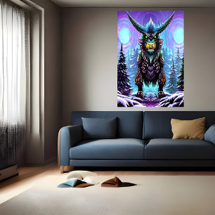 Skrämmande stor fantasi-beast AI Art Poster