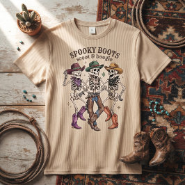 Skrämmande stövlar Scoot & Boogie Skelett Cowboys T Shirt