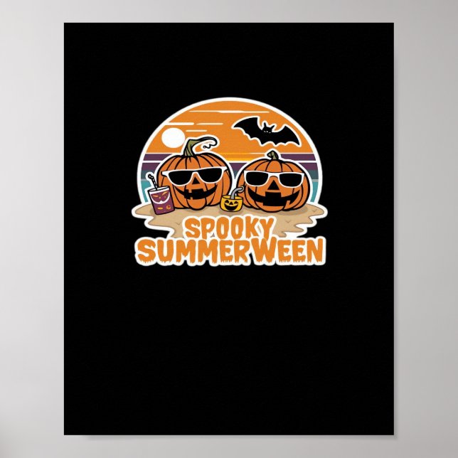 Skrämmande Summerween - Pumpa på stranden Klassike Poster (Framsidan)
