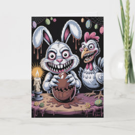 Skrämmande surrealistisk skräck påskkort mörk högt kort