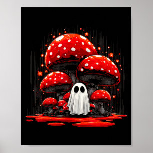 Skrämmande svamp skog spök stugträdgård Halloween Poster