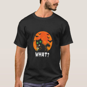 Skrämmande svart katt Glad Halloween Skräck säsong T Shirt