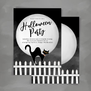 Skrämmande svart katt Halloween anpassad fest Inbjudningar