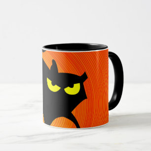 Skrämmande svart katt Halloween Mugg