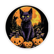 Skrämmande svart katt Halloween-pumpa 
