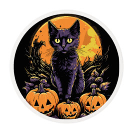 Skrämmande svart katt Halloween-pumpa 