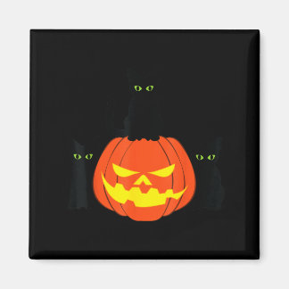 Skrämmande svart katt Halloween-pumpa Katter Jack Magnet
