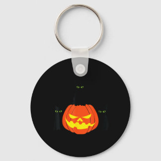Skrämmande svart katt Halloween-pumpa Katter Jack Nyckelring
