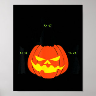 Skrämmande svart katt Halloween-pumpa Katter Jack Poster