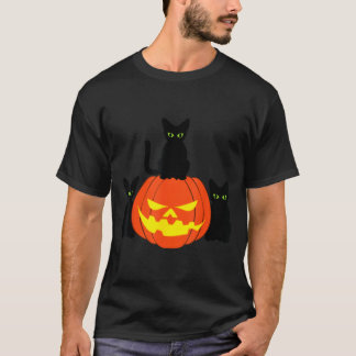 Skrämmande svart katt Halloween-pumpa Katter Jack T Shirt