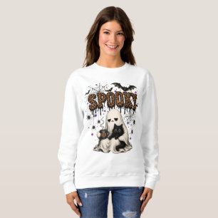 Skrämmande Svart Katt Halloween Tröja, Roligt Meh T Shirt