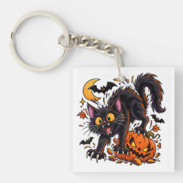 Skrämmande svart katt och pumpa Halloween