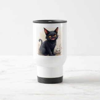 Skrämmande svart katt resemugg