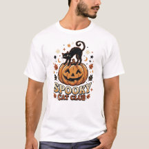 Skrämmande svart katt Retro Groovy Halloween-grafi