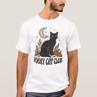 Skrämmande svart katt vintage 70-tal höst Hallowee T Shirt