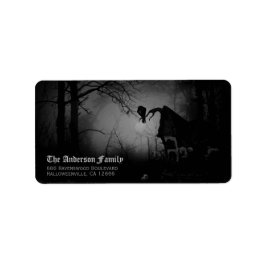 Skrämmande svart korp Halloween returadress Adressetikett
